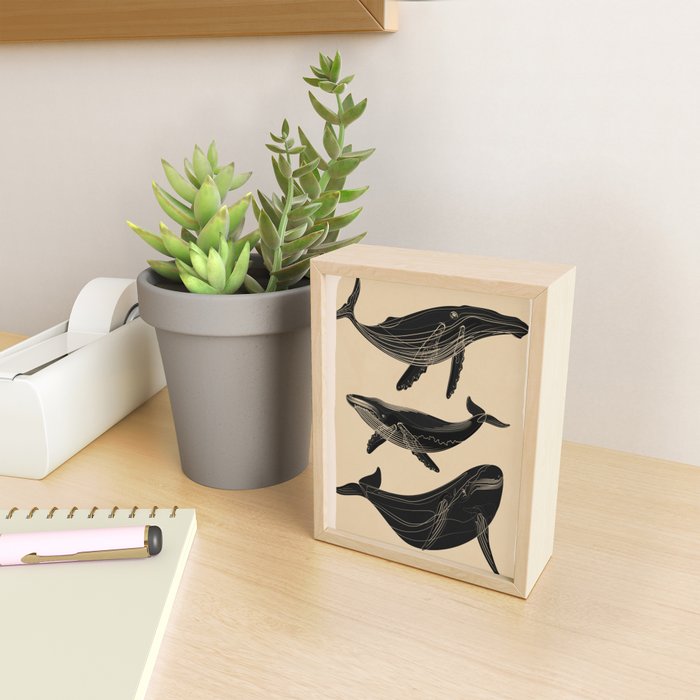 Modern Minimalist Abstract Whales 1 Mini Art Print Gallery Image 2