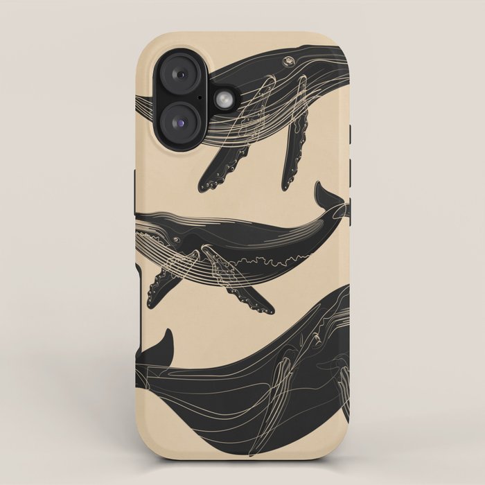 Modern Minimalist Abstract Whales 1 iPhone Case Gallery Image 1