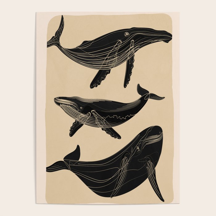 Modern Minimalist Abstract Whales 1 Poster Gallery Image 4