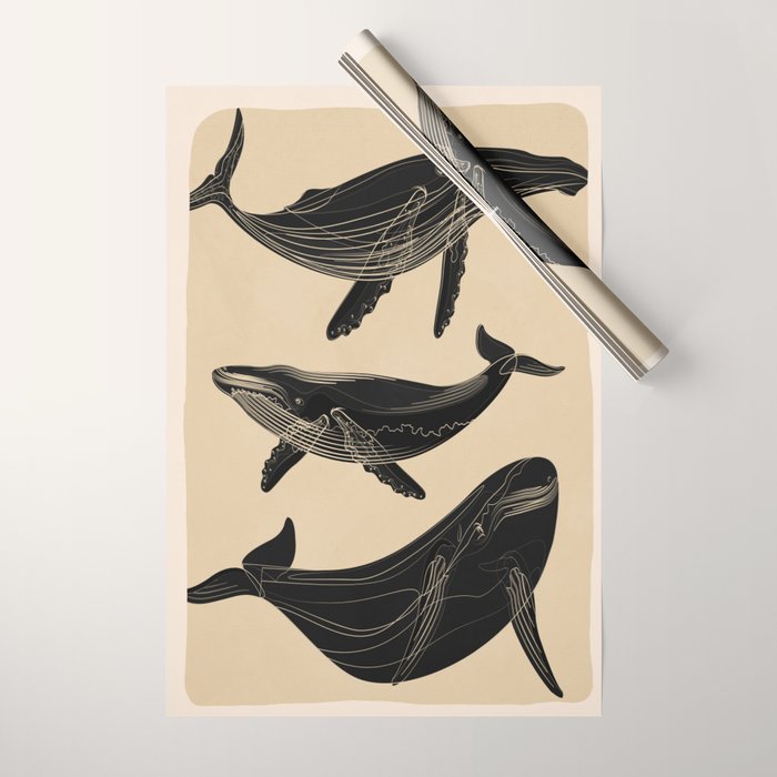 Modern Minimalist Abstract Whales 1 Wrapping Paper Gallery Image 1