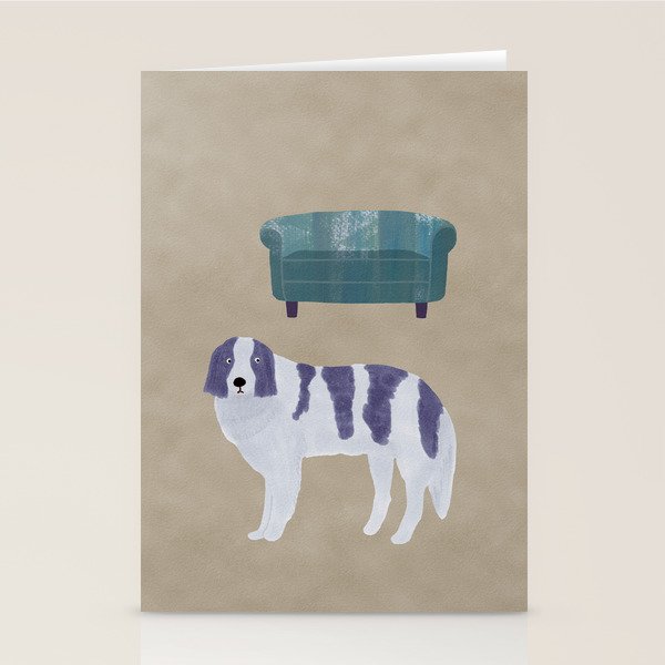 Dog and a Sofa - Purple and Beige Stationery Card Gallery Image 1