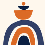 Abstract Shapes 14 in Orange and Navy Blue (Rainbow and Moon Phases Abstraction) Coffee Mug Gallery Image 2
