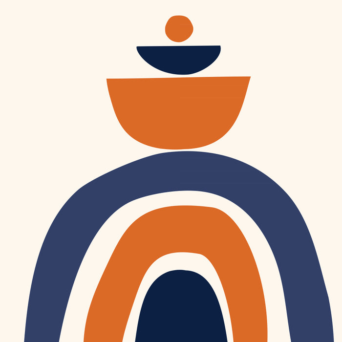 Abstract Shapes 14 in Orange and Navy Blue (Rainbow and Moon Phases Abstraction) Coffee Mug Gallery Image 2
