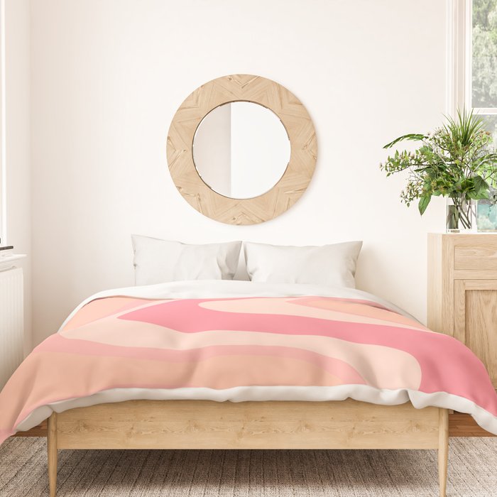 Blush Dream - Retro Pink Abstract Duvet Cover Gallery Image 3