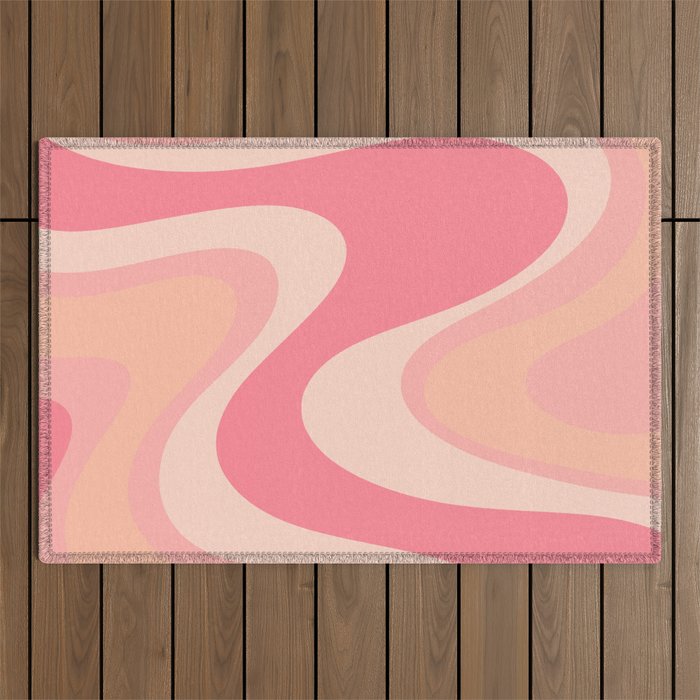 Blush Dream - Retro Pink Abstract Outdoor Rug Gallery Image 1