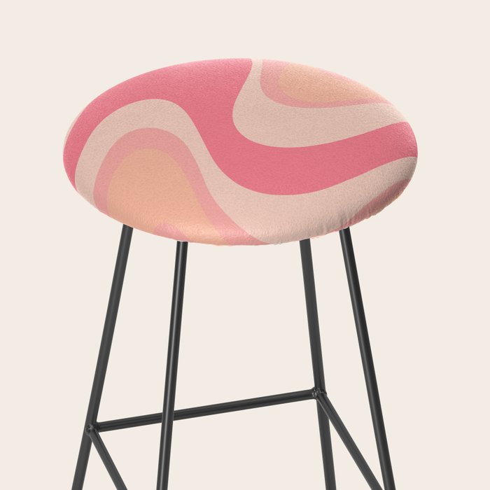 Blush Dream - Retro Pink Abstract Stool Gallery Image 2