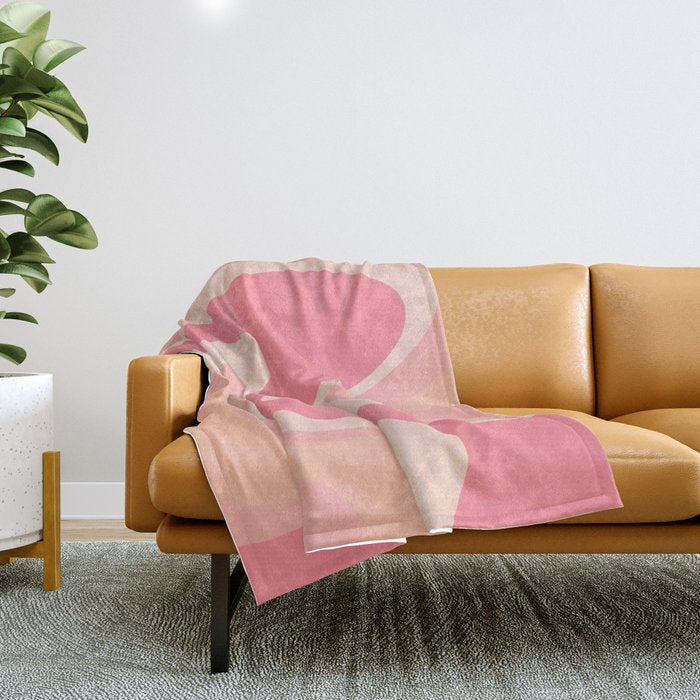 Blush Dream - Retro Pink Abstract Throw Blanket Gallery Image 1