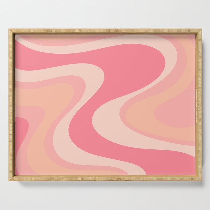 Blush Dream - Retro Pink Abstract Serving Tray Gallery Image 1