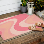 Blush Dream - Retro Pink Abstract Outdoor Rug Gallery Image 2