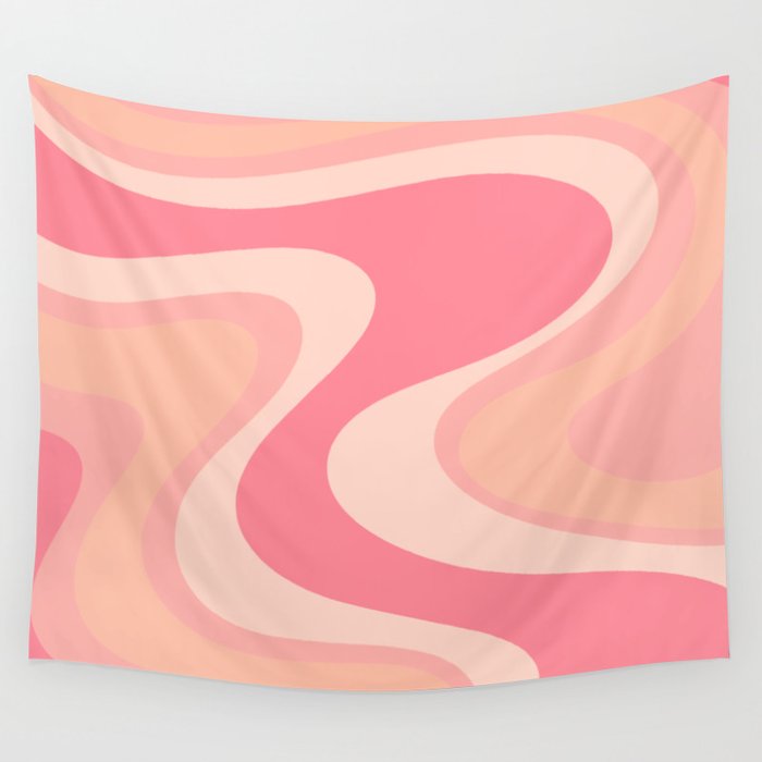 Blush Dream - Retro Pink Abstract Wall Tapestry Gallery Image 4