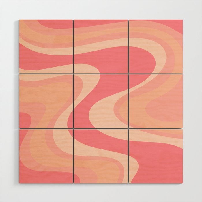 Blush Dream - Retro Pink Abstract Wood Wall Art Gallery Image 1