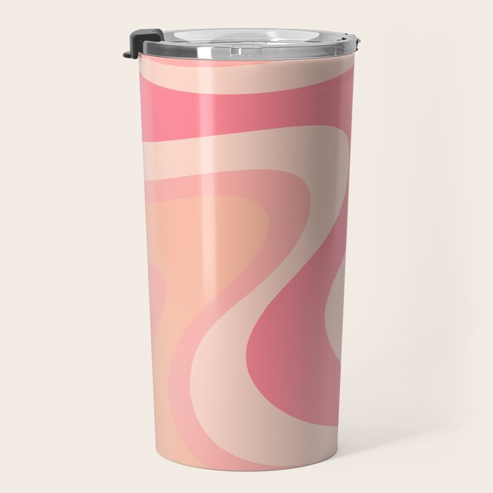 Blush Dream - Retro Pink Abstract Travel Mug Gallery Image 3