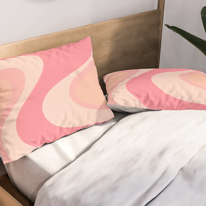 Blush Dream - Retro Pink Abstract Pillow Sham Gallery Image 2