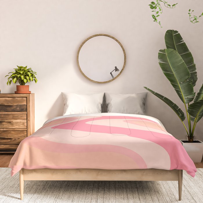Blush Dream - Retro Pink Abstract Comforter Gallery Image 3
