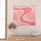 Blush Dream - Retro Pink Abstract Wall Tapestry Gallery Image 2