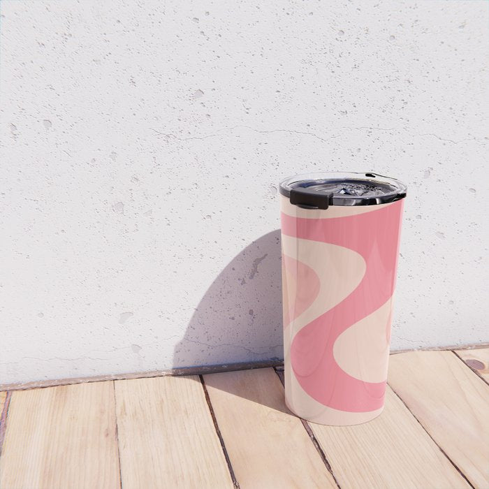 Blush Dream - Retro Pink Abstract Travel Mug Gallery Image 4