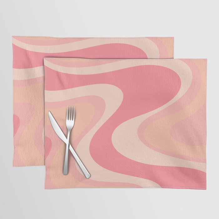 Blush Dream - Retro Pink Abstract Placemat Gallery Image 1