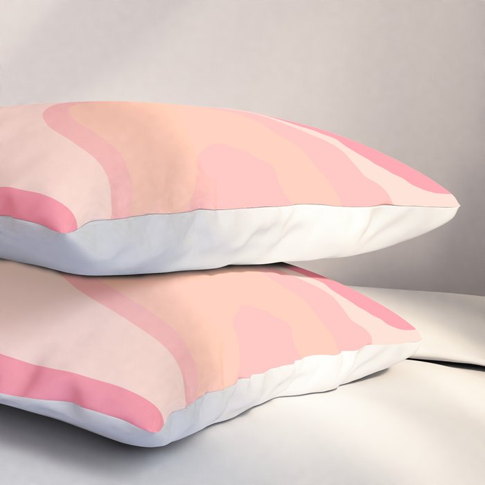 Blush Dream - Retro Pink Abstract Pillow Sham Gallery Image 3