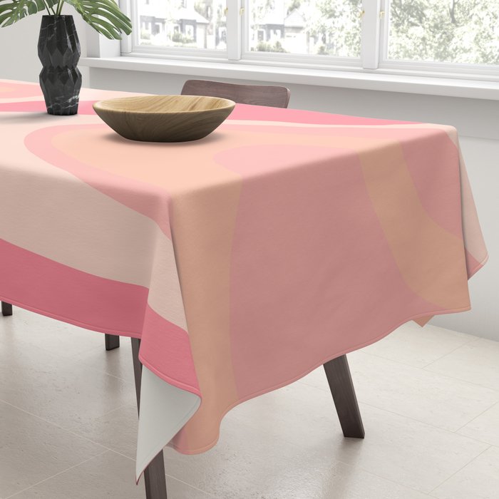 Blush Dream - Retro Pink Abstract Tablecloth Gallery Image 3
