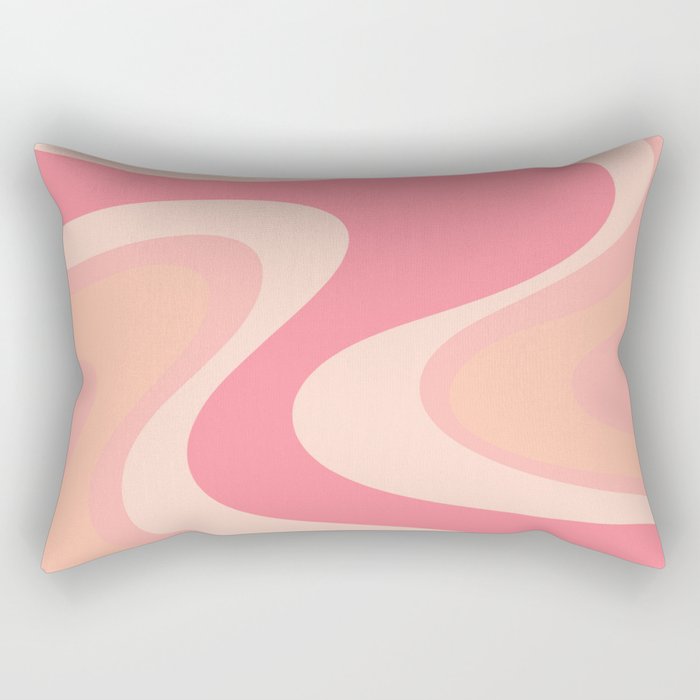 Blush Dream - Retro Pink Abstract Rectangular Pillow Gallery Image 1