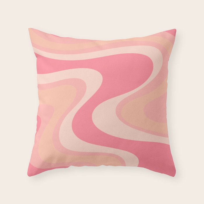 Blush Dream - Retro Pink Abstract Throw Pillow Gallery Image 1