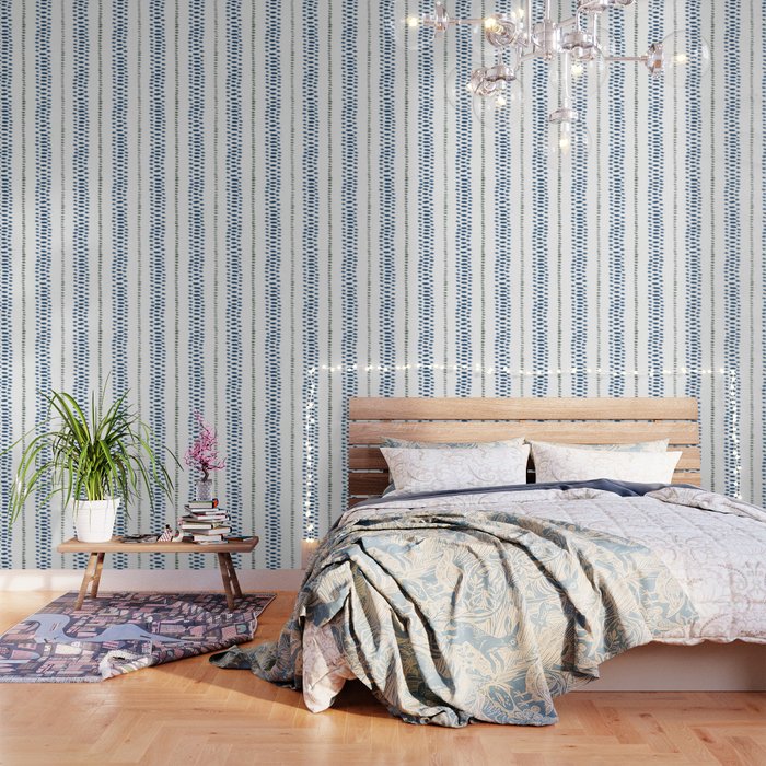 Navy Blue And Sage Green on White Wallpaper Gallery Image 1
