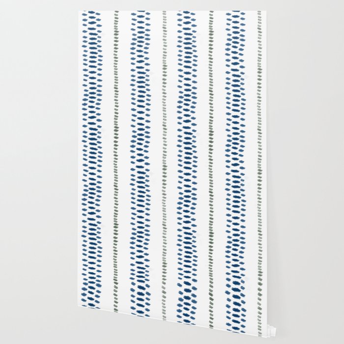 Navy Blue And Sage Green on White Wallpaper Gallery Image 2