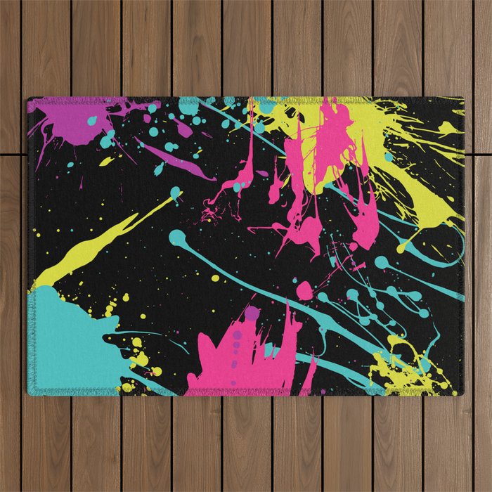 Splatter Paint Black Outdoor Rug Gallery Image 1