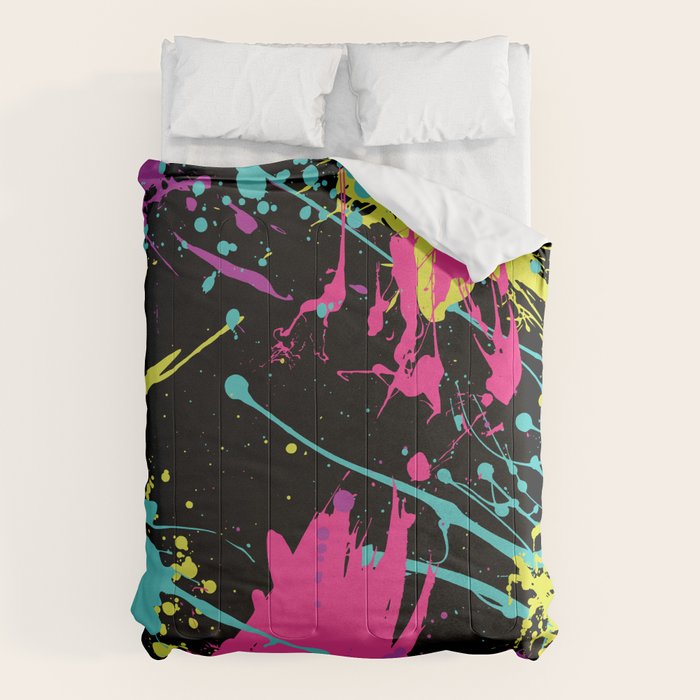 Splatter Paint Black Comforter Gallery Image 6