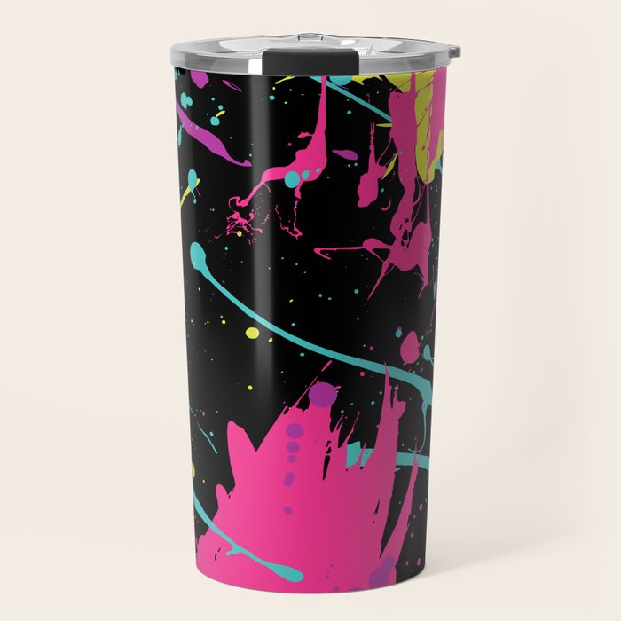 Splatter Paint Black Travel Mug Gallery Image 1