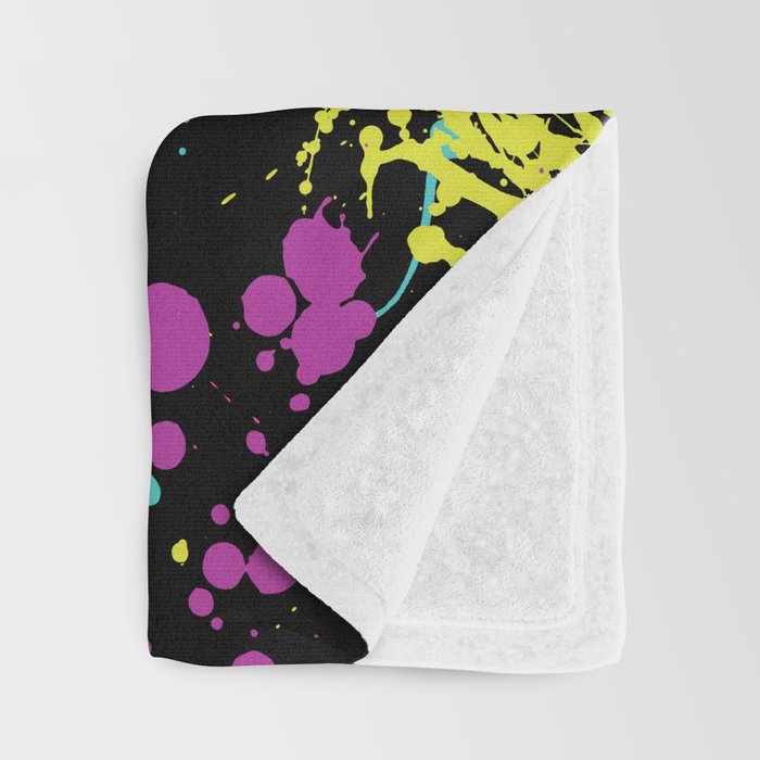 Splatter Paint Black Throw Blanket Gallery Image 3
