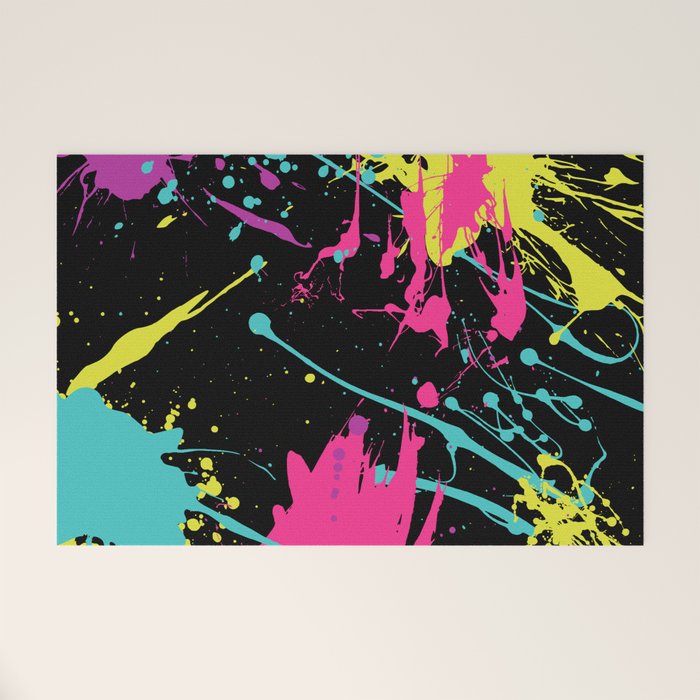 Splatter Paint Black Welcome Mat Gallery Image 1