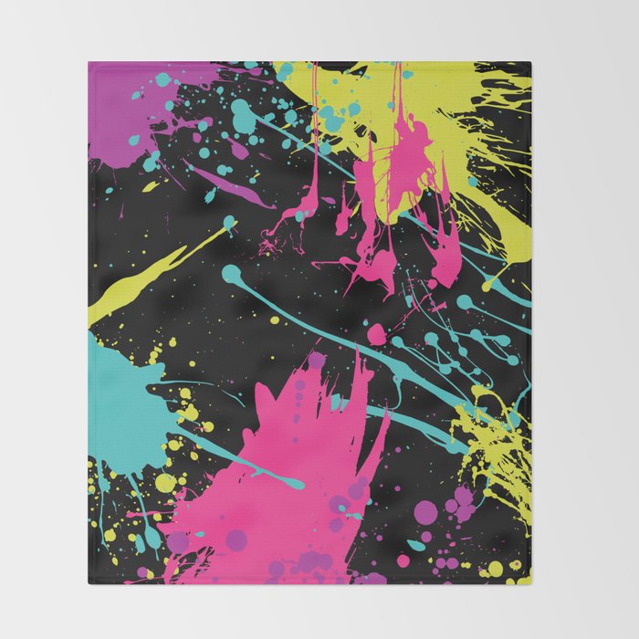 Splatter Paint Black Throw Blanket Gallery Image 2