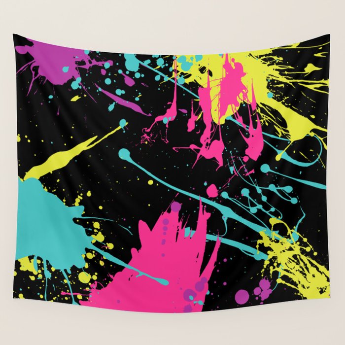 Splatter Paint Black Wall Tapestry Gallery Image 4
