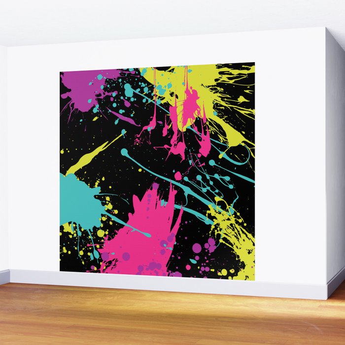 Splatter Paint Black Wall Mural Gallery Image 2