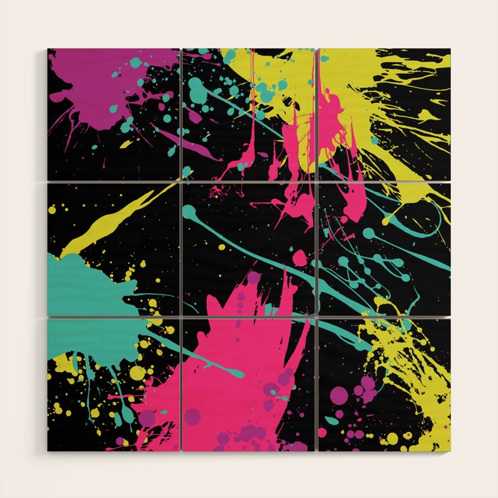 Splatter Paint Black Wood Wall Art Gallery Image 1
