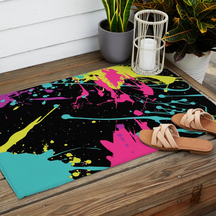 Splatter Paint Black Outdoor Rug Gallery Image 2