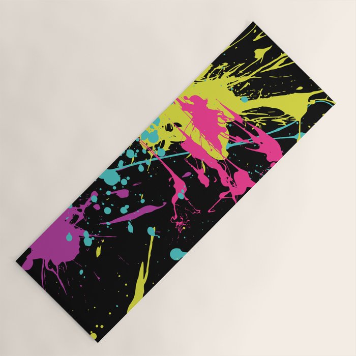Splatter Paint Black Yoga Mat Gallery Image 1