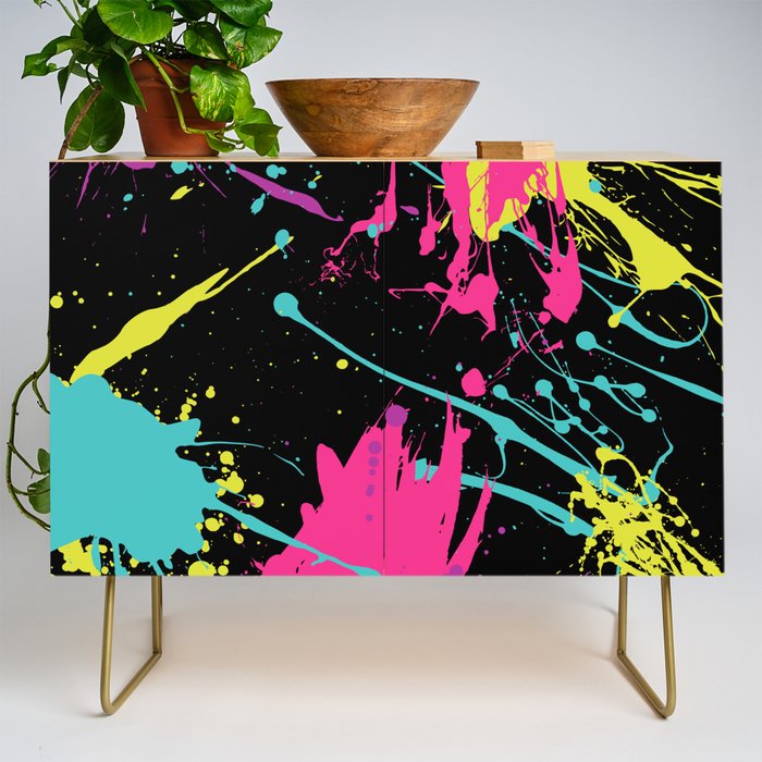 Splatter Paint Black Credenza Gallery Image 1