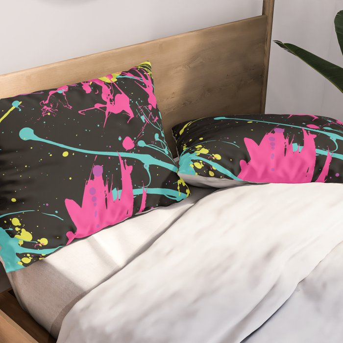 Splatter Paint Black Pillow Sham Gallery Image 2