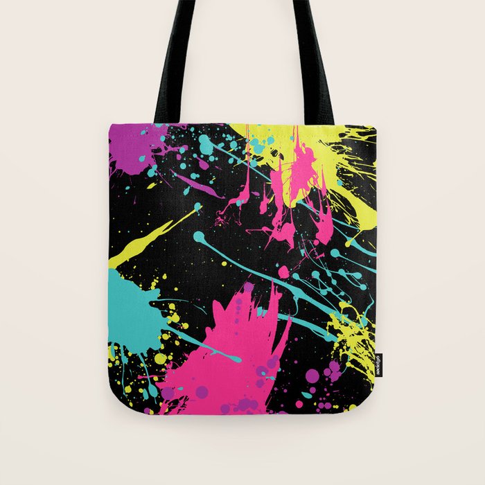 Splatter Paint Black Tote Bag Gallery Image 1