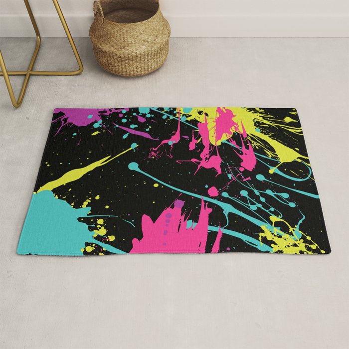 Splatter Paint Black Rug Gallery Image 1