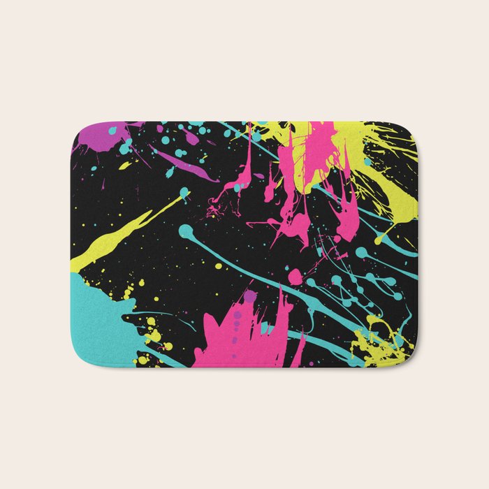 Splatter Paint Black Bath Mat Gallery Image 1