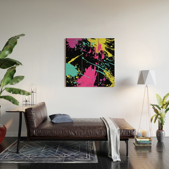 Splatter Paint Black Wood Wall Art Gallery Image 2