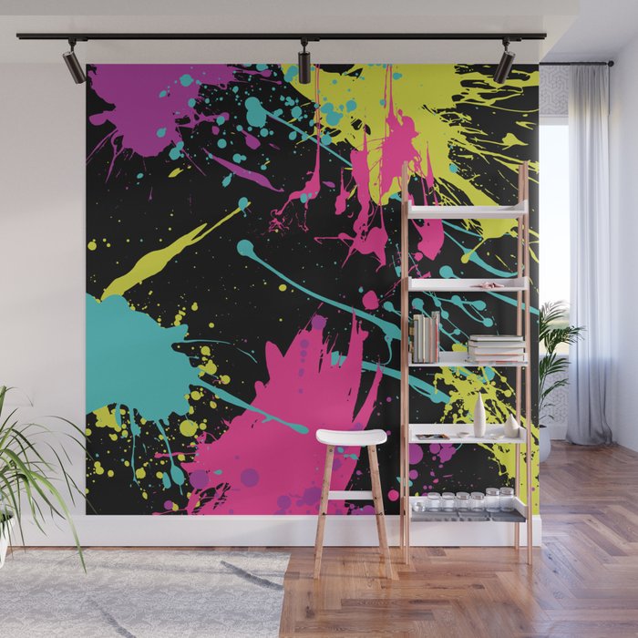 Splatter Paint Black Wall Mural Gallery Image 1