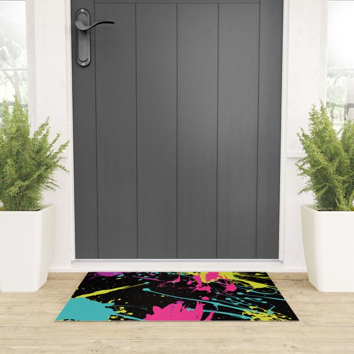 Splatter Paint Black Welcome Mat Gallery Image 3