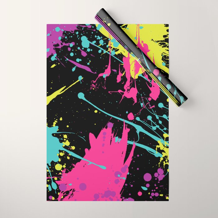 Splatter Paint Black Wrapping Paper Gallery Image 1