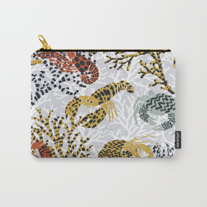 Vibrant coral reef light grey downtoned Carry All Pouch Gallery Image 1