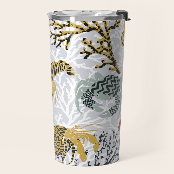 Vibrant coral reef light grey downtoned Travel Mug Gallery Image 2
