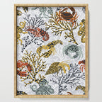 Vibrant coral reef light grey downtoned Serving Tray Gallery Image 1